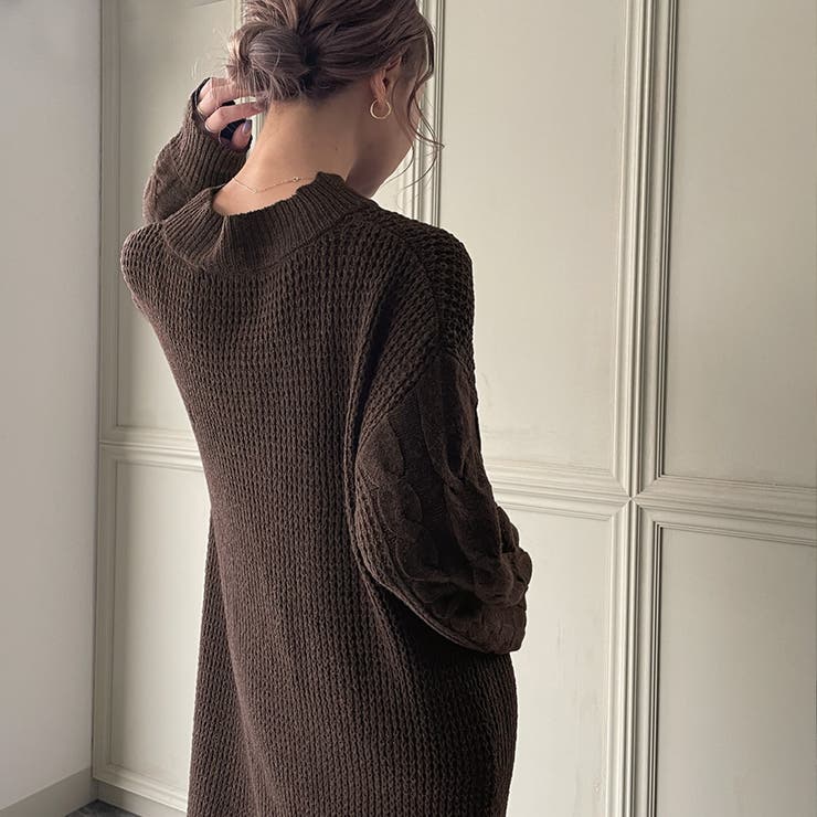 ケーブル編みニットワンピース[品番：AMTW0002190]｜JUNOAH（ジュノア