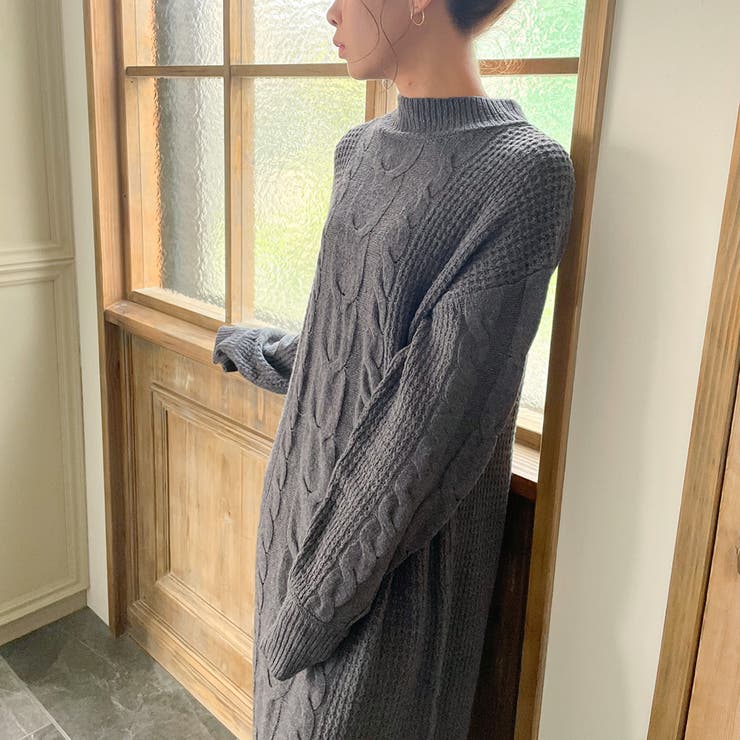 ケーブル編みニットワンピース[品番：AMTW0002190]｜JUNOAH（ジュノア