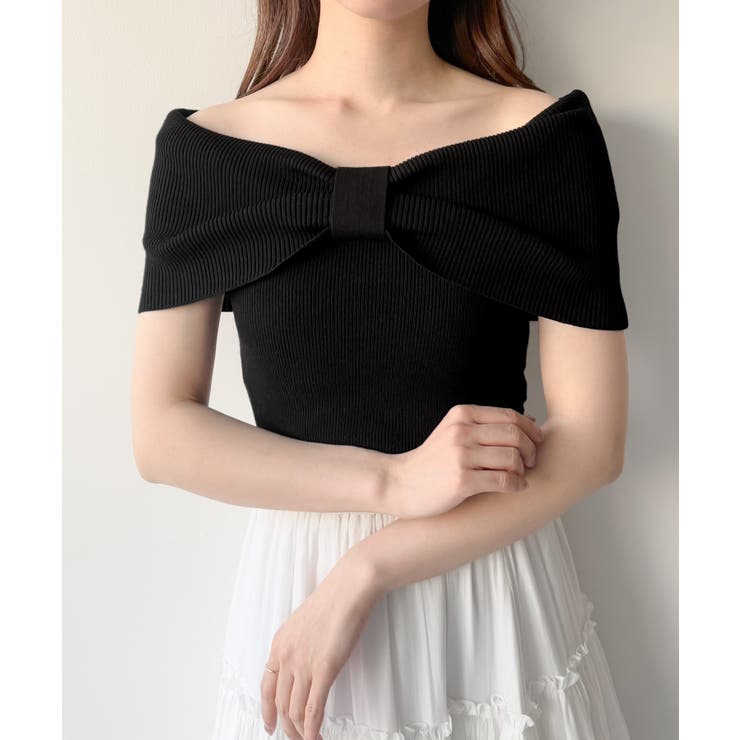 レア❗️美品♡ほぼ未使用♡familiar ワンピース mipiarl リボン付きポロニットセミフレアワンピース[品番
