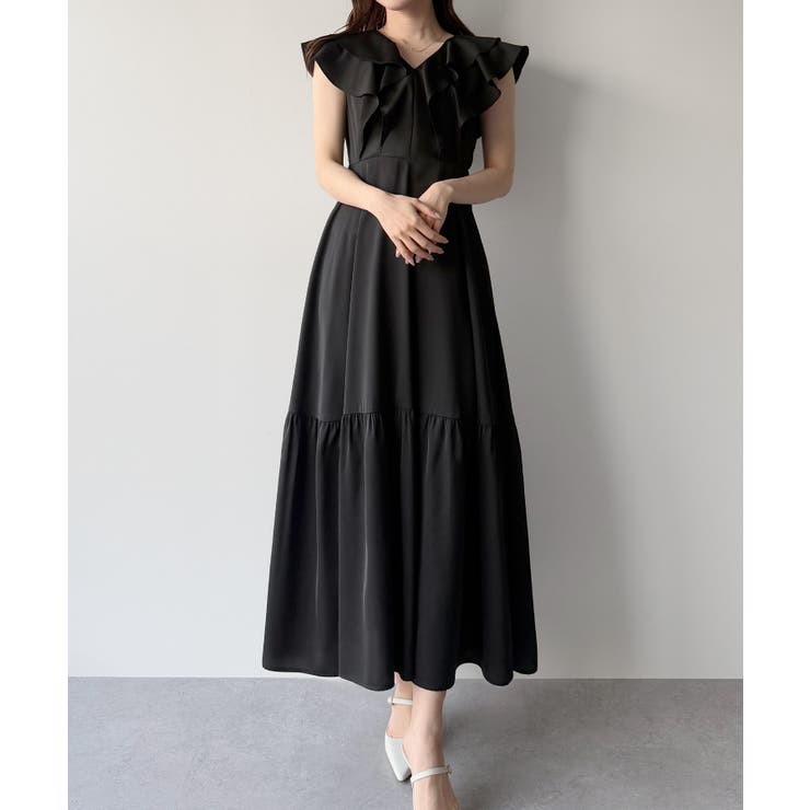 ★関税込★CHICLINE★フリルスリーブティアードワンピース★ mipiarl ワンピース フリルスリーブティアードワンピース