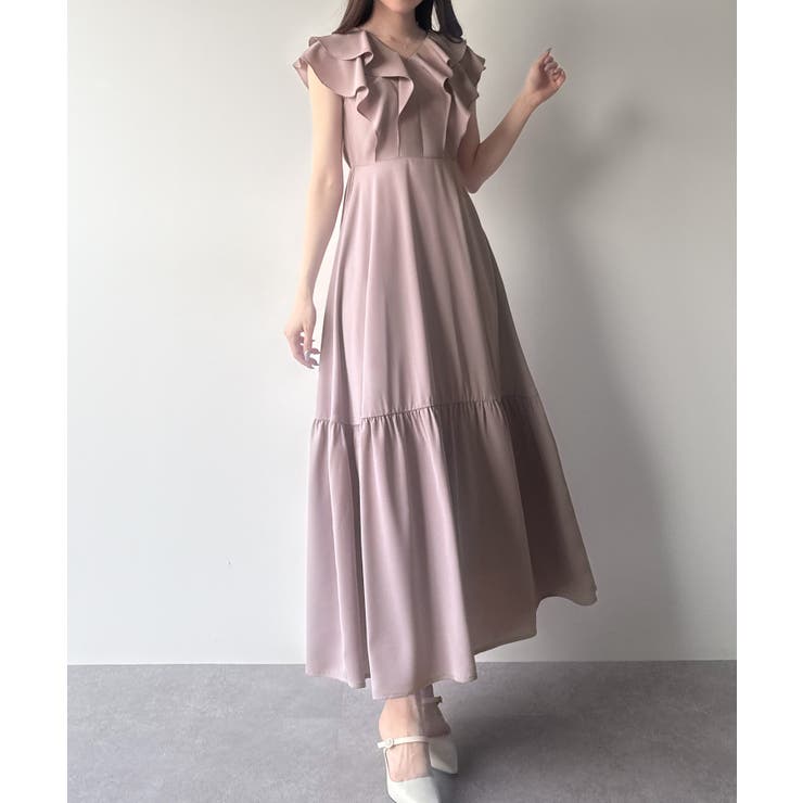 mipiarl フリルスリーブティアードワンピース[品番：AMTW0012270