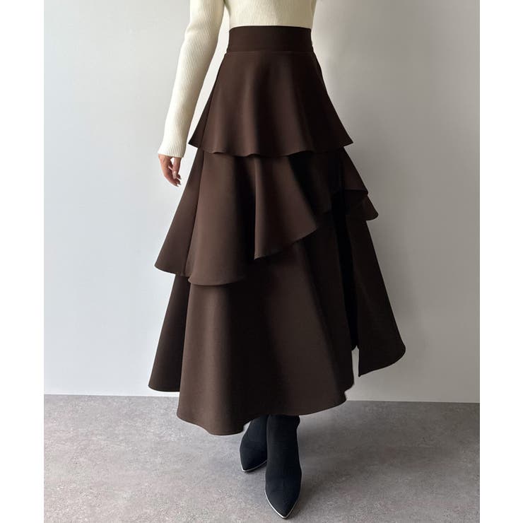 mipiarl  ハイウエストスリットティアードパンツスカート | JUNOAH | 詳細画像22 