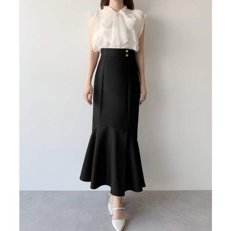 mipiarl 前スリットゴールドボタンマーメイドスカート[品番