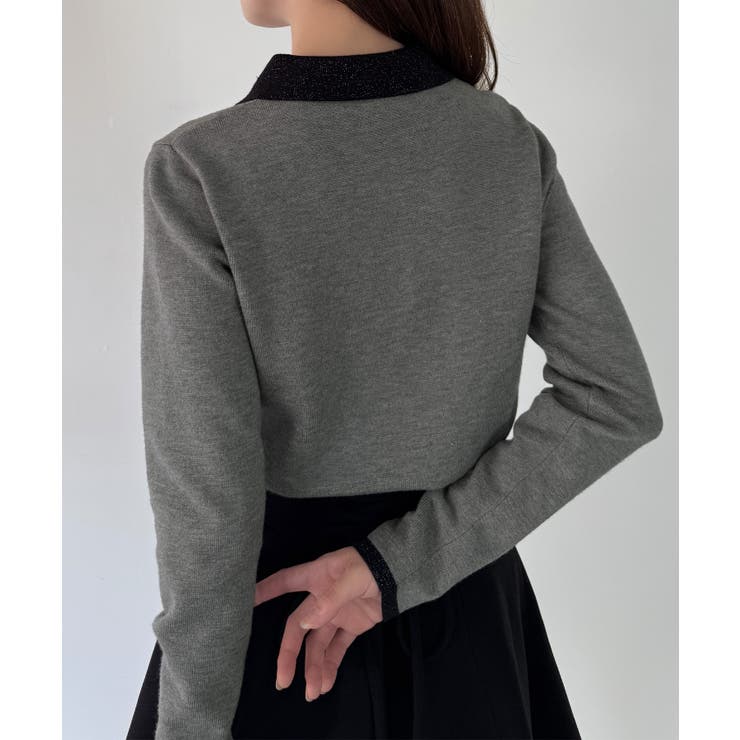 mipiarl  ラメ襟配色ポロニット | JUNOAH | 詳細画像10 