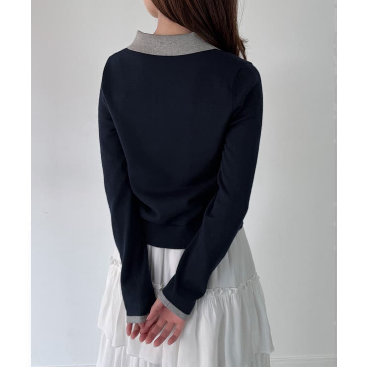 mipiarl  ラメ襟配色ポロニット | JUNOAH | 詳細画像18 