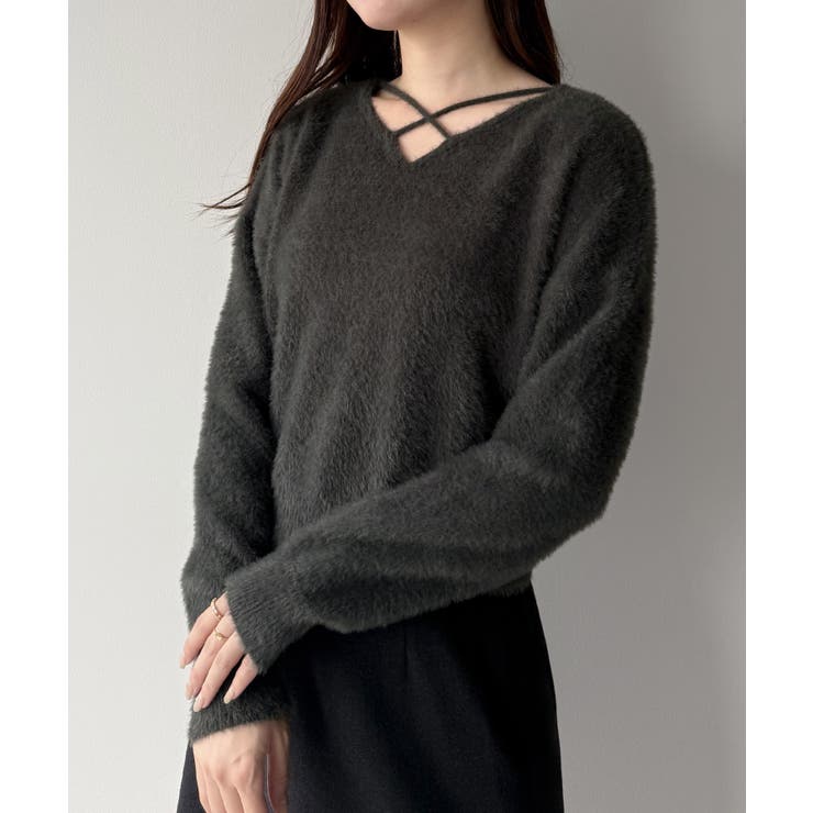 mipiarl  クロスシャギーコンパクトニット | JUNOAH | 詳細画像10 