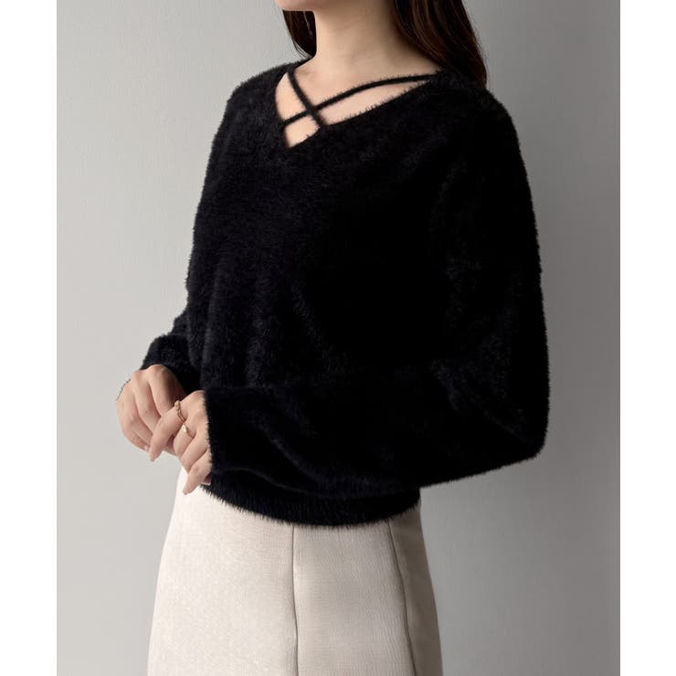 mipiarl  クロスシャギーコンパクトニット | JUNOAH | 詳細画像3 