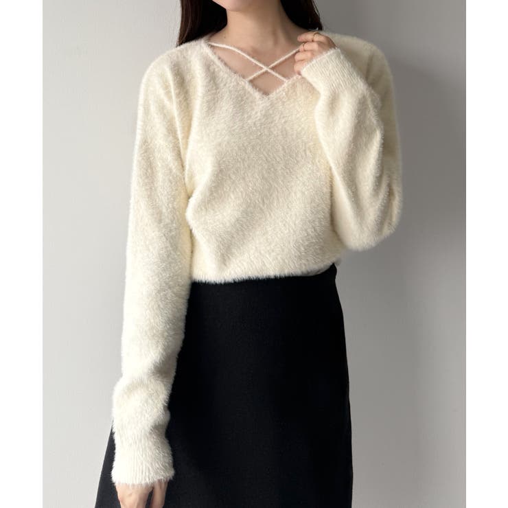 mipiarl  クロスシャギーコンパクトニット | JUNOAH | 詳細画像4 