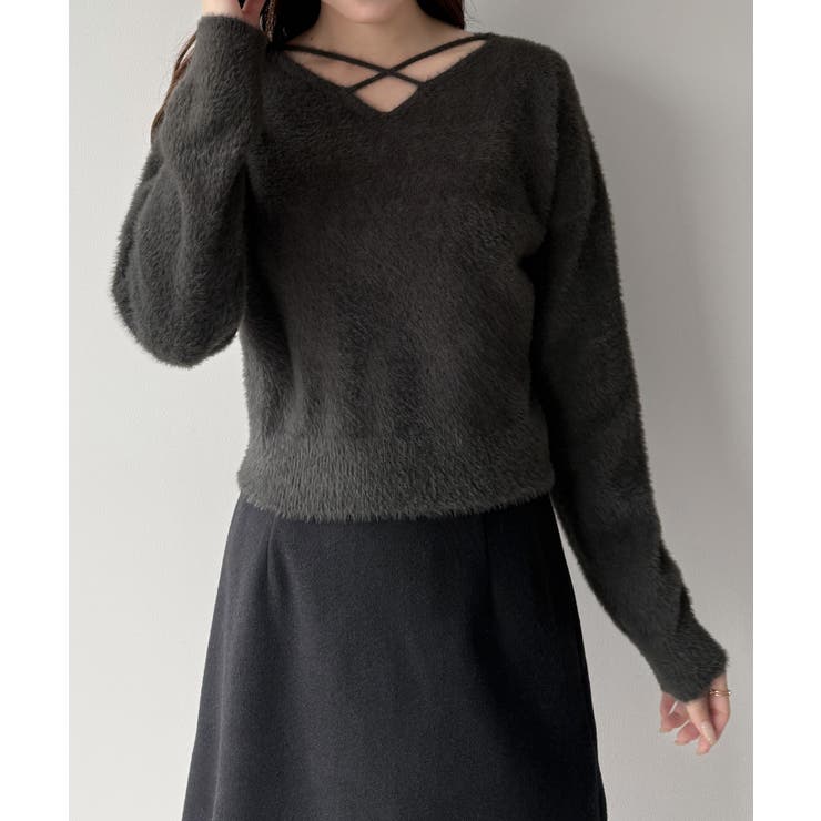 mipiarl  クロスシャギーコンパクトニット | JUNOAH | 詳細画像8 