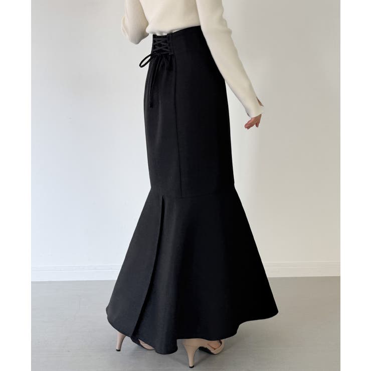 mipiarl ハイウエストレースアップツイードマーメイドスカート[品番