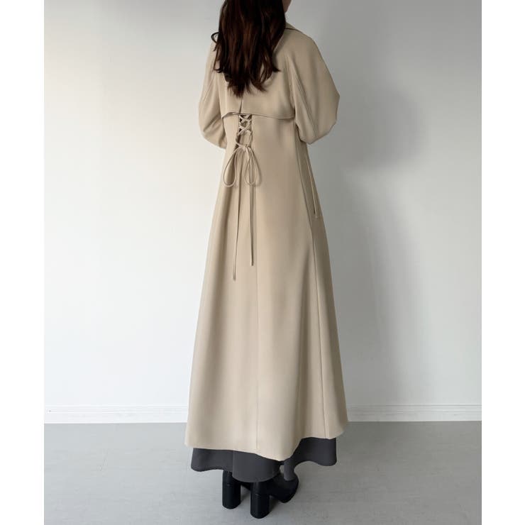 mipiarl  バックレースアップロングトレンチコート | JUNOAH | 詳細画像1 