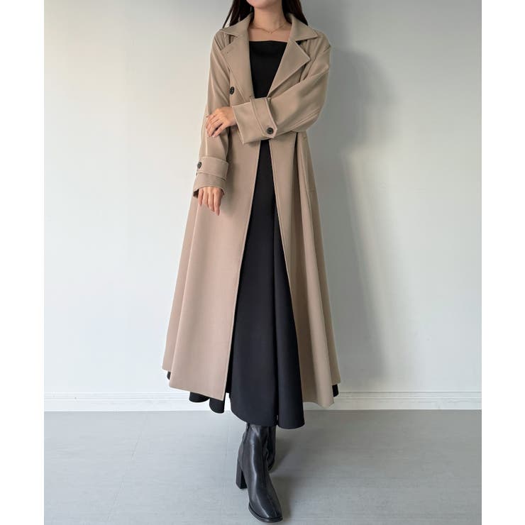 mipiarl  バックレースアップロングトレンチコート | JUNOAH | 詳細画像15 