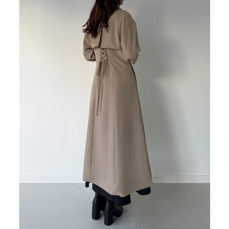 mipiarl  バックレースアップロングトレンチコート | JUNOAH | 詳細画像16 