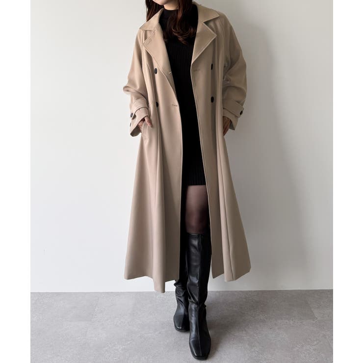 mipiarl  バックレースアップロングトレンチコート | JUNOAH | 詳細画像17 