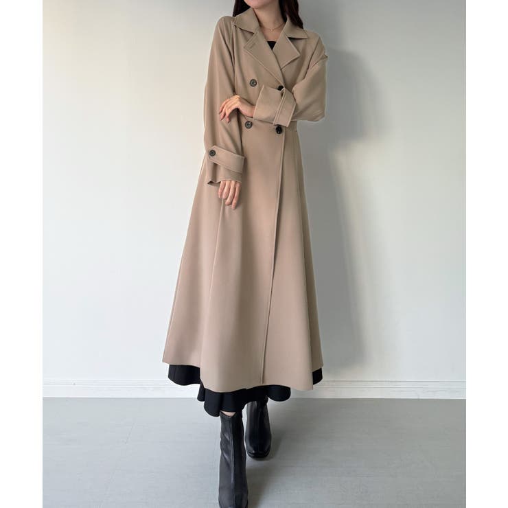 ベージュ | mipiarl  バックレースアップロングトレンチコート | JUNOAH