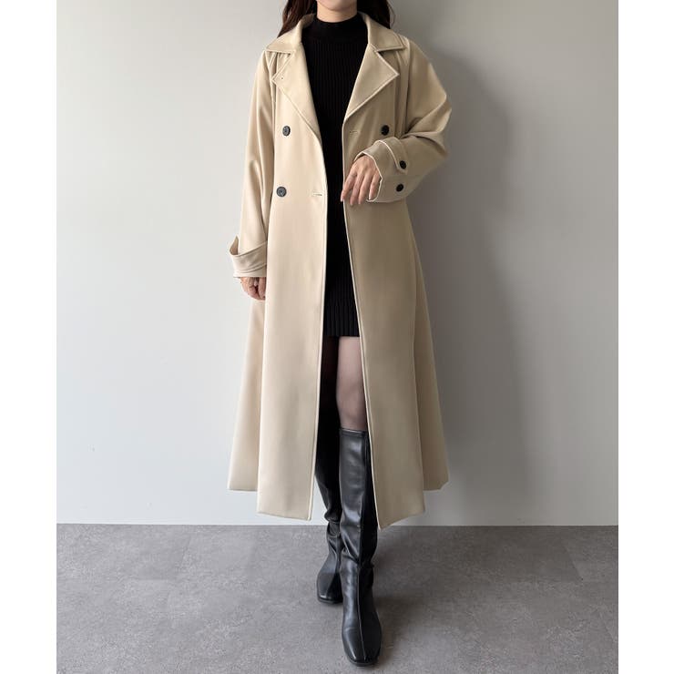 mipiarl バックレースアップロングトレンチコート[品番：AMTW0012700