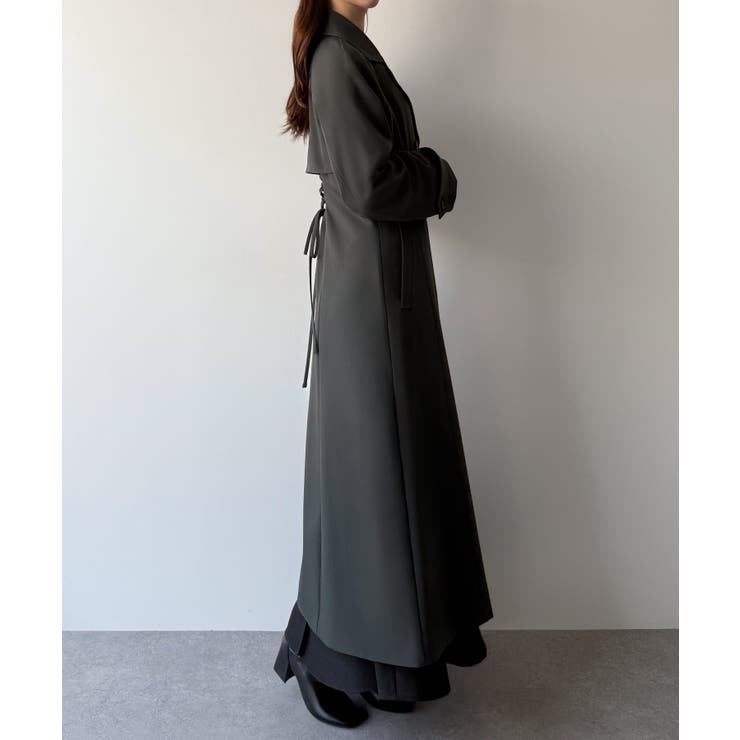 mipiarl  バックレースアップロングトレンチコート | JUNOAH | 詳細画像9 