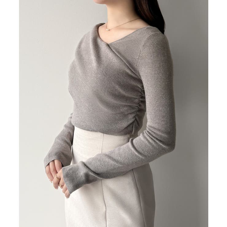 mipiarl  アシンメトリークロスニットトップス | JUNOAH | 詳細画像13 