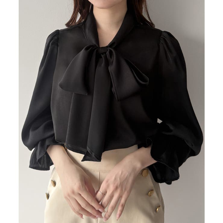 ミューズサテンボウタイブラウス Noble（ノーブル）の「【洗える】ミューズサテンボウタイブラウス