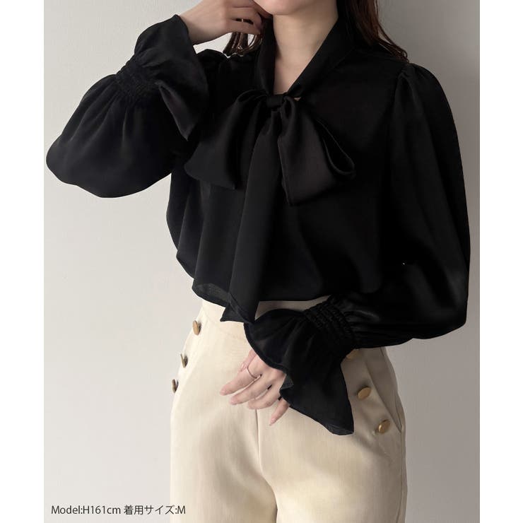 mipiarl  サテンボウタイブラウス | JUNOAH | 詳細画像2 