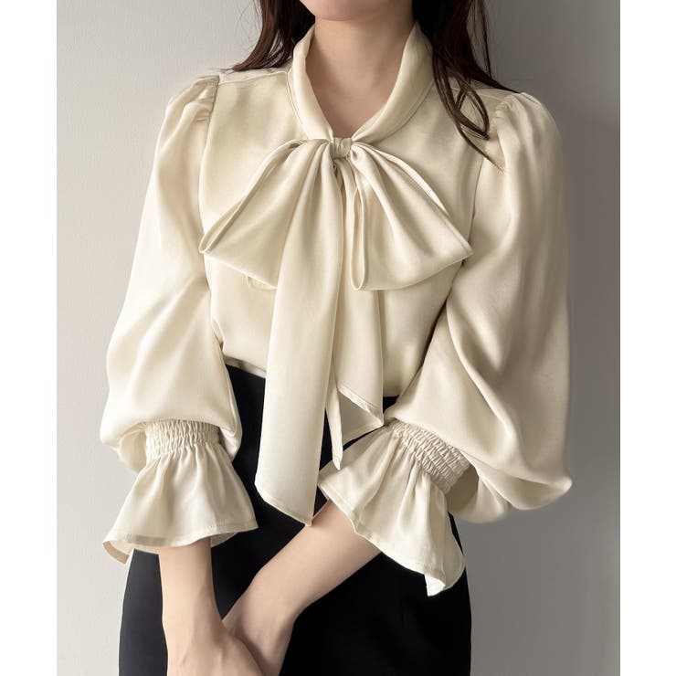 mipiarl  サテンボウタイブラウス | JUNOAH | 詳細画像5 