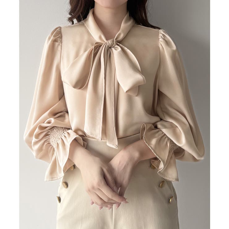 mipiarl  サテンボウタイブラウス | JUNOAH | 詳細画像9 