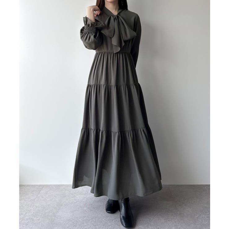 mipiarl  ボウタイティアードワンピース | JUNOAH | 詳細画像10 