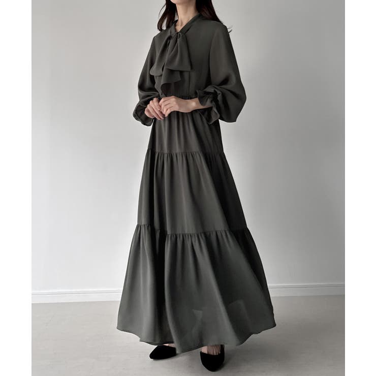 mipiarl  ボウタイティアードワンピース | JUNOAH | 詳細画像11 