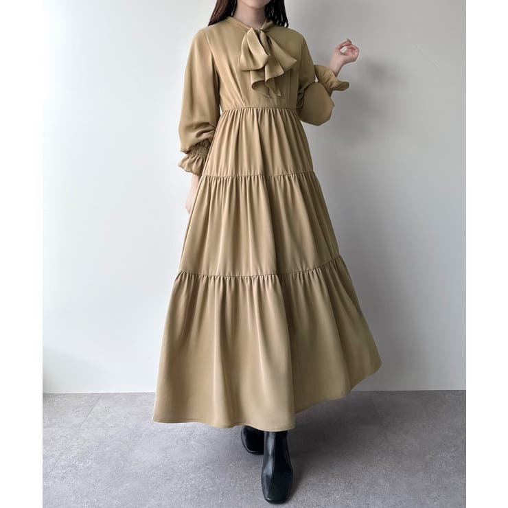 mipiarl  ボウタイティアードワンピース | JUNOAH | 詳細画像14 