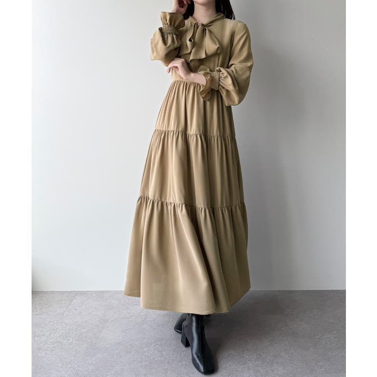 mipiarl  ボウタイティアードワンピース | JUNOAH | 詳細画像15 