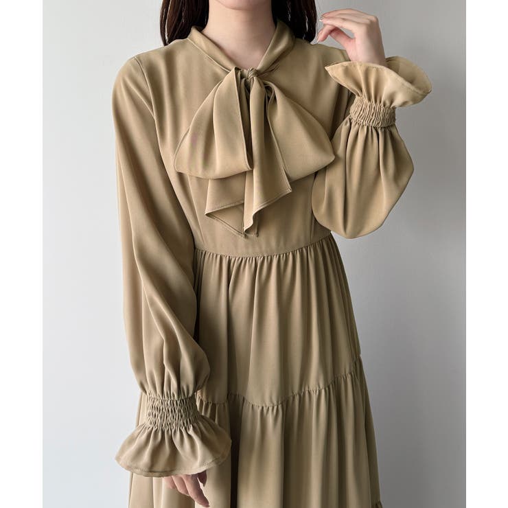 mipiarl  ボウタイティアードワンピース | JUNOAH | 詳細画像18 