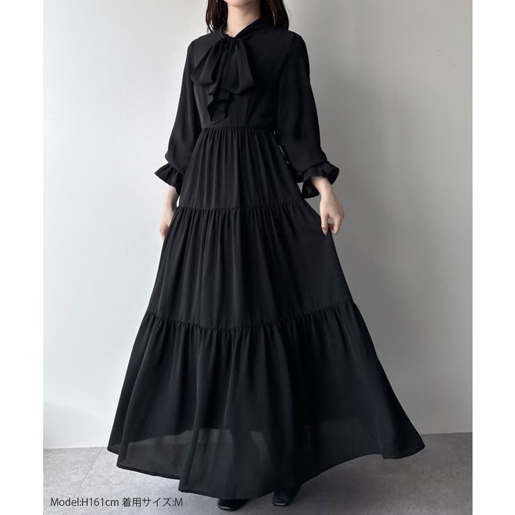 mipiarl  ボウタイティアードワンピース | JUNOAH | 詳細画像2 