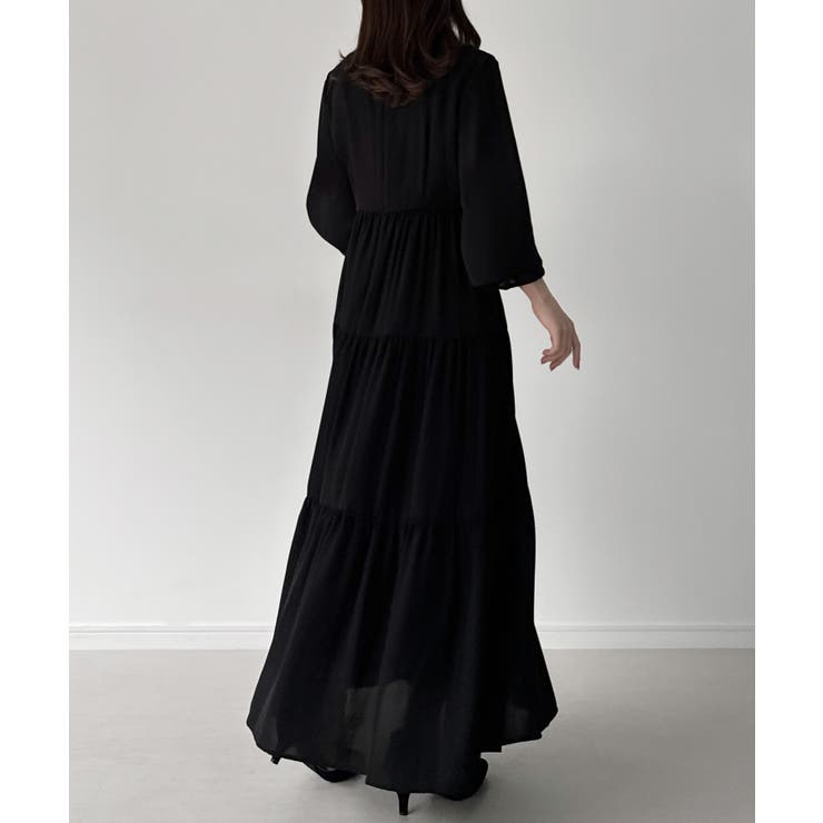 mipiarl  ボウタイティアードワンピース | JUNOAH | 詳細画像5 