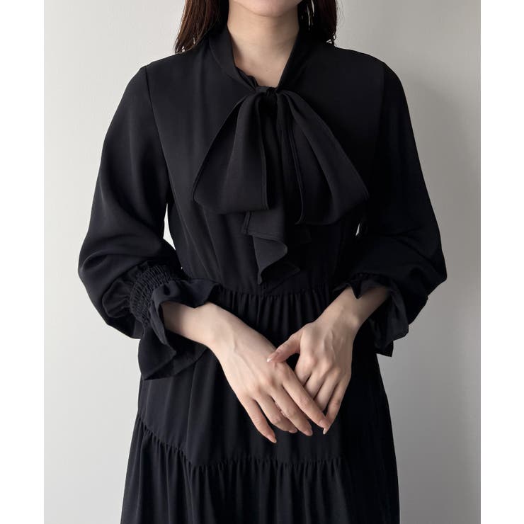 mipiarl  ボウタイティアードワンピース | JUNOAH | 詳細画像6 