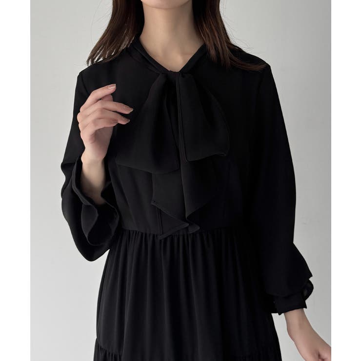 mipiarl  ボウタイティアードワンピース | JUNOAH | 詳細画像7 