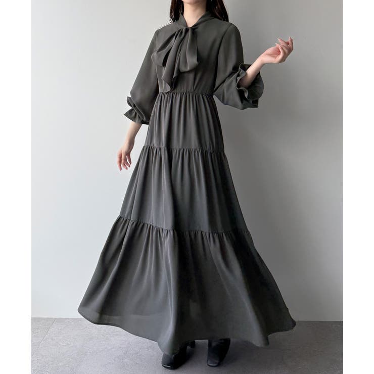 mipiarl  ボウタイティアードワンピース | JUNOAH | 詳細画像9 