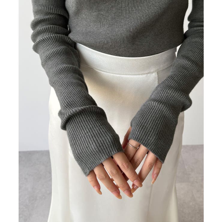 mipiarl  フィンガーホールドレープニットトップス | JUNOAH | 詳細画像10 