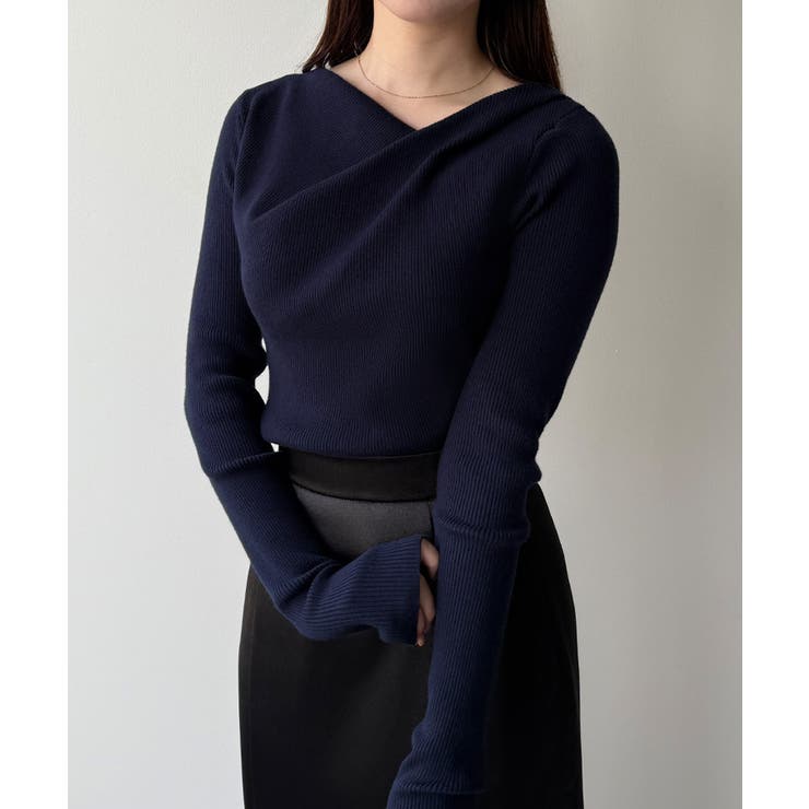 mipiarl  フィンガーホールドレープニットトップス | JUNOAH | 詳細画像18 