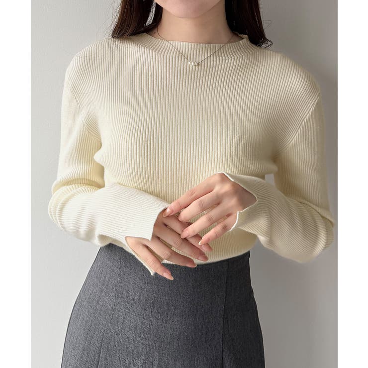 アイボリー | mipiarl  袖口スリットリブニット | JUNOAH