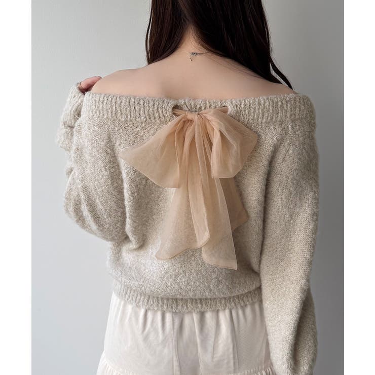 mipiarl  2WAYネックバックリボンニット | JUNOAH | 詳細画像3 