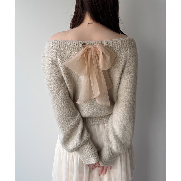 mipiarl  2WAYネックバックリボンニット | JUNOAH | 詳細画像4 