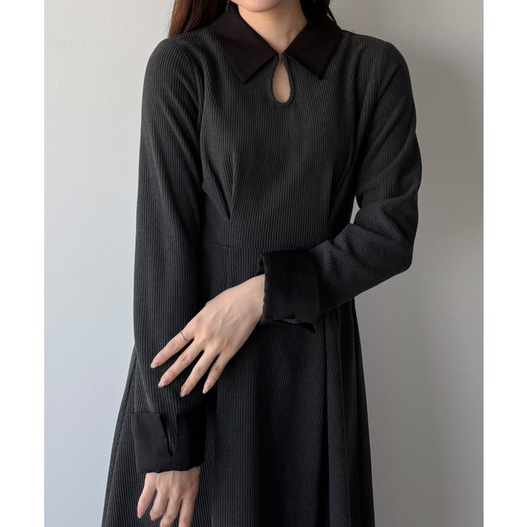 mipiarl  バイカラーコーデュロイフレアワンピース | JUNOAH | 詳細画像10 