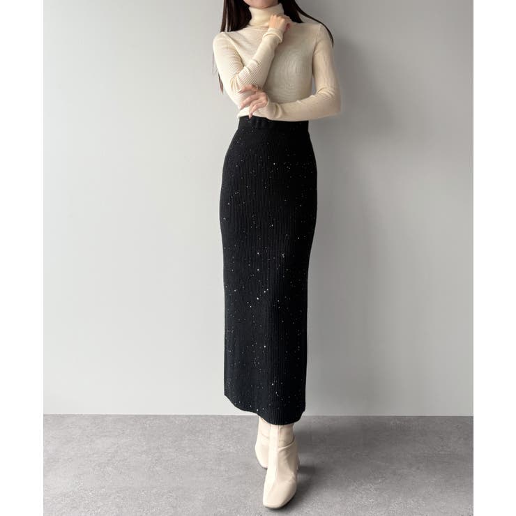 mipiarl  バックリボンペプラムニット＋IラインニットスカートSET | JUNOAH | 詳細画像5 