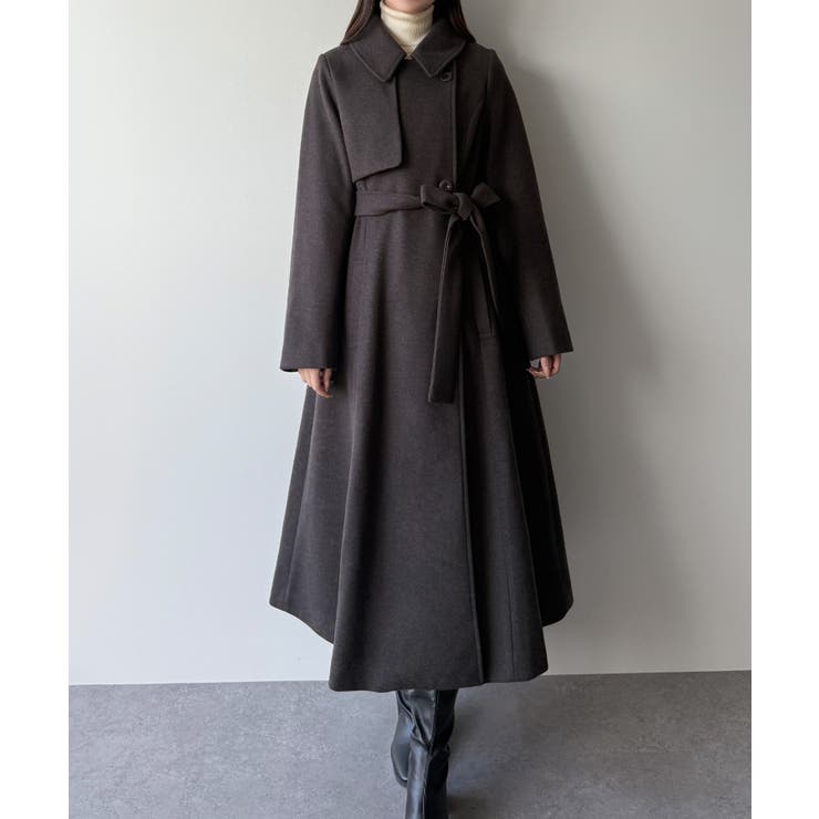 mipiarl  ステンカラーロングレディコート | JUNOAH | 詳細画像11 