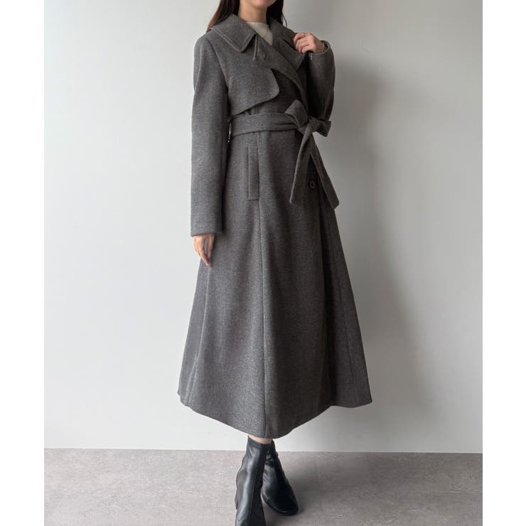 mipiarl  ステンカラーロングレディコート | JUNOAH | 詳細画像17 