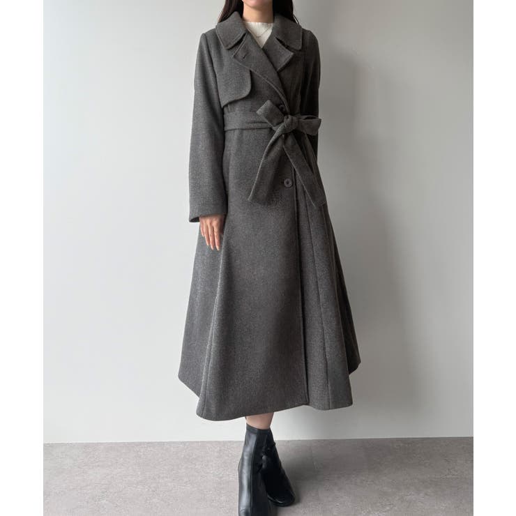 ダークグレー | mipiarl  ステンカラーロングレディコート | JUNOAH