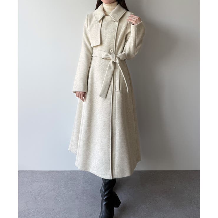 mipiarl  ステンカラーロングレディコート | JUNOAH | 詳細画像3 