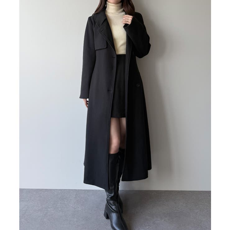 mipiarl  ステンカラーロングレディコート | JUNOAH | 詳細画像9 