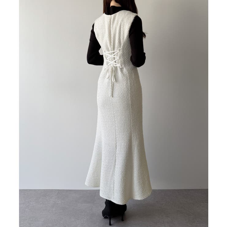 mipiarl  ツイードレースアップマーメイドジャンスカ | JUNOAH | 詳細画像11 