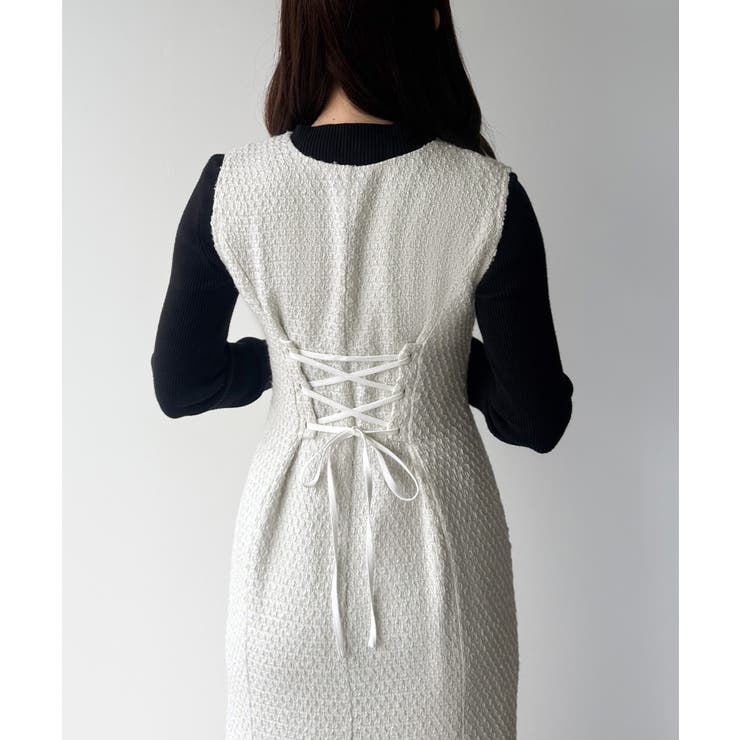 mipiarl  ツイードレースアップマーメイドジャンスカ | JUNOAH | 詳細画像14 